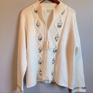 Embroidered Shenanigans Mock Neck Zip up sweater